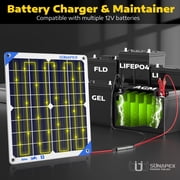 SUNAPEX Solar Battery Charger Maintainer 12 Volt Waterproof Solar Panel Charger 20W Solar Trickle Charger for Car Truck Boat RV Motorcycle Marine Tractor Battery