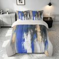 thumbnail image 3 of Manfei Contemporary Abstract Brush Twin Bedding, Blue Black Gold Ombre Bedding Comforter Set, Gray Reversible 7 Pieces, 3 of 6