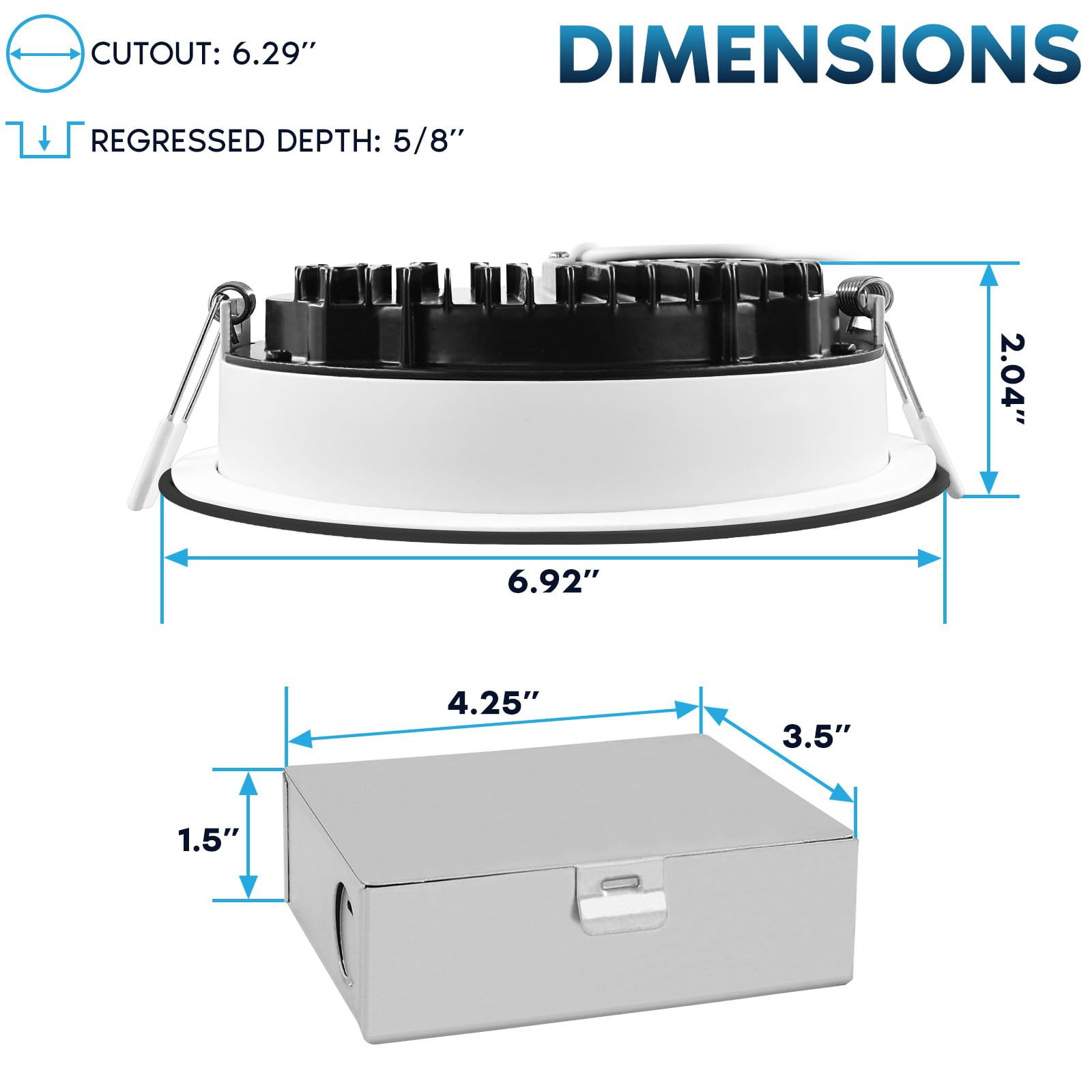 LUXRITE 6 Inch LED Recessed Light - 5 Color Selectable, Dimmable, Wet Rated, 1800LM