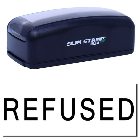 Large Pre-Inked Refused Stamp, Slim 1854, Ultra Slim Design, Impression Size 1-13/16" by 2-1/2", Up to 25,000 Impressions - Black Ink