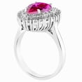thumbnail image 2 of Pink Ruby Ring, Pear Cut Ruby Diamond Ring, Double Halo Diamond Engagement Ring, July Birthstone Ring, 14K White Gold Plated, 2.4 Ct Simulated Ruby and Diamond, Gemstone Ring, 2 of 4