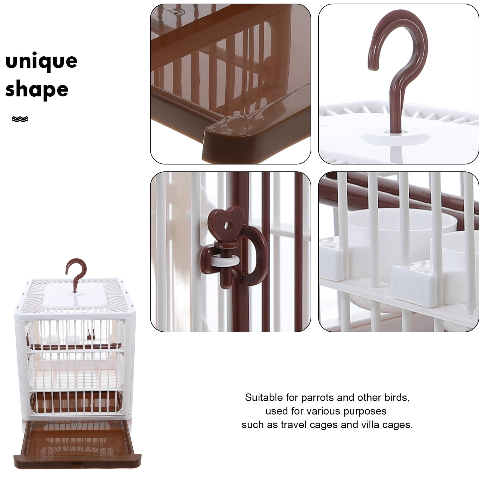 OUNONA Portable Coffee ABS Bird Travel Cage with Handle for Versatile and Durable Use