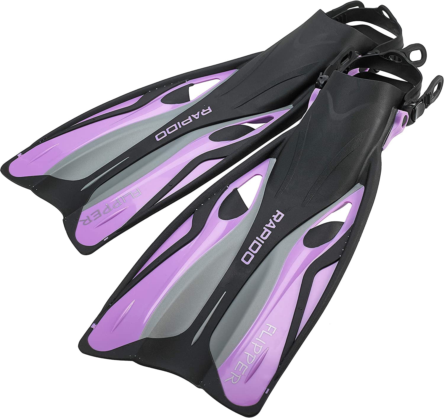 Rapido Boutique Collection Flipper Open Heel Adjustable Snorkel Fin with Snorkeling Gear Carry Bag, Ideal Snorkeling Fins for Snorkel or Scuba