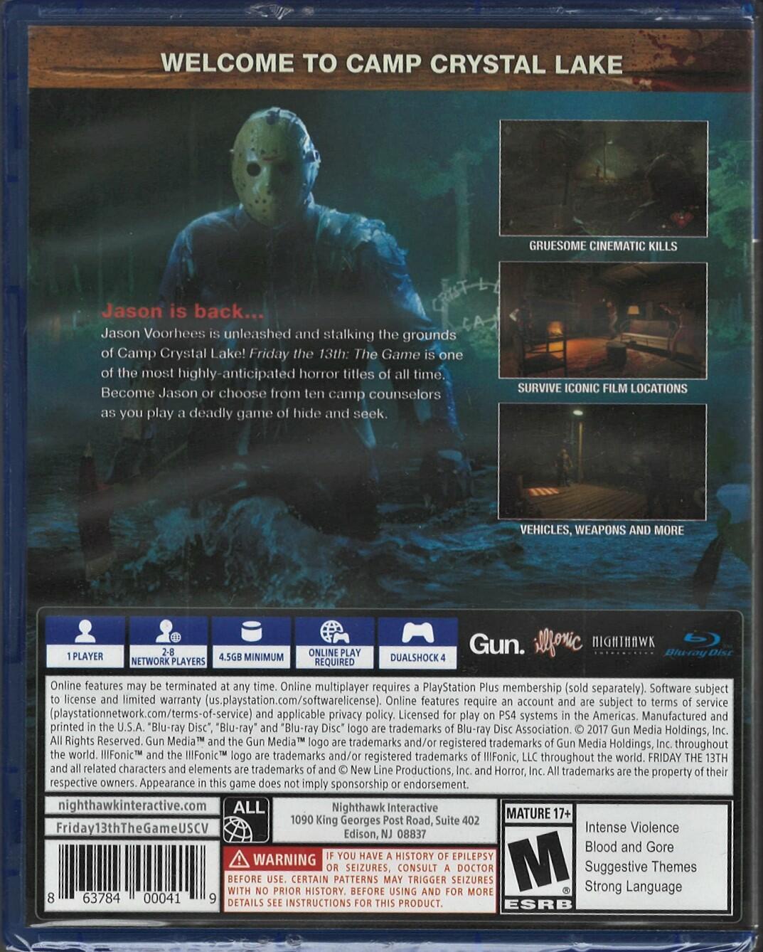 Friday The 13th: The Game PS4 (Brand New Factory Sealed US Version)  PlayStation 