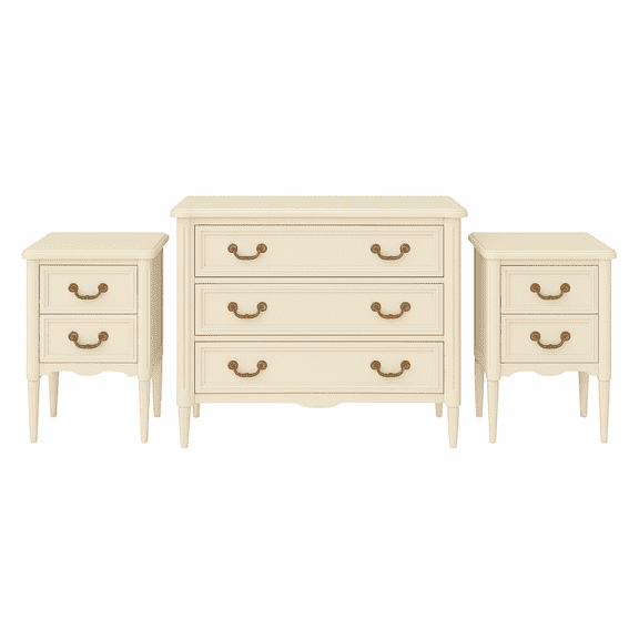 Design House Oxford Traditional End Tables/Nightstands and Chest Set, Antique White