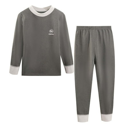 

CaComMARK PI Boys Girls Pajamas Clearance Comfortable Solid Color Long Sleeve Crew Neck Top Pajama Pants 2 Piece Set 10 Years Dark Gray