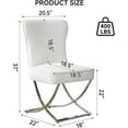 thumbnail image 3 of 2PCS Luxury Velvet Dining Chairs, Tufted Upholstered Armless Accent Chairs with Silver Metal X-Legs, Modern Glam Dining Chair Kitchen Chairs, Beige, 3 of 8