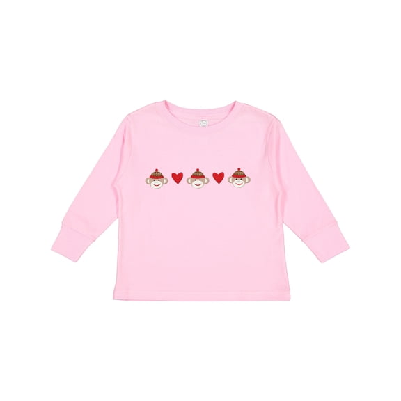 Inktastic Sock Monkey Heart Border Boys or Girls Long Sleeve Toddler T-Shirt