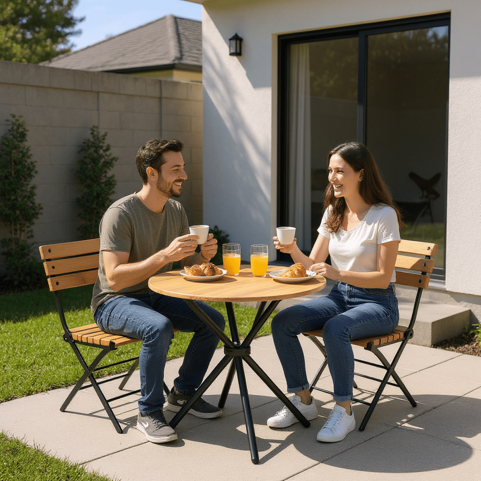 Homy Casa 31.5in Round Dining Table, Small Space Kitchen Table with Metal Legs for 2–4 People
