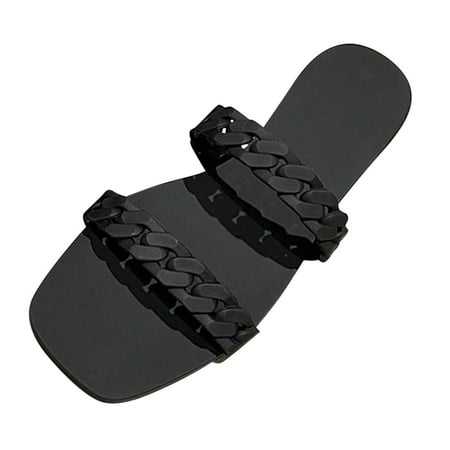 

nsendm Boot Slippers for Women Indoor Bottom Women s Summer Chain Slippers Flat Sandals Slipper Socks Women Non Slip Black 8