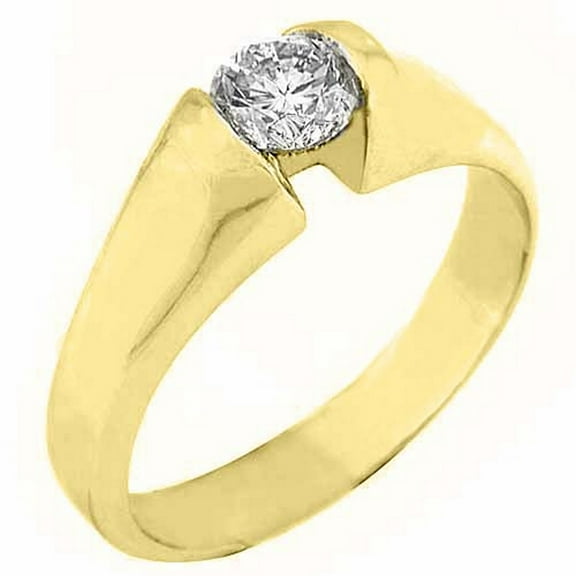 14k Yellow Gold .50 Carats Solitaire Brilliant Round Diamond Tension Ring
