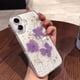 thumbnail image 3 of Funda de lujo con purpurina y flores secas reales para iPhone 16, 15, 14, 13, 12 Pro Max, 16Pro, silicona suave epoxi transparente para iPhone 15, 3 of 5