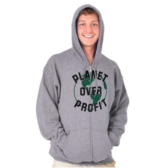 Save Planet Love Earth Climate Change Unisex Fleece Graphic Zip Up Hoodie Brisco Brands 2X