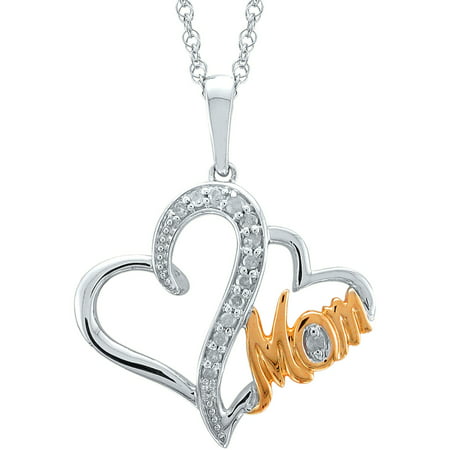 Heart 2 Heart 1/10 Carat T.W. Diamond 14kt Pink Gold over Sterling Silver Mom Pendant with Chain