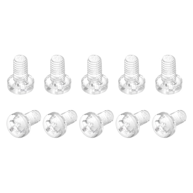 M3x5mm Plástico Phillips Pernos 50uds PC Plana Cabeza Máquina Tornillos Transparente