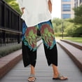 thumbnail image 3 of Pantalones capri Medlor con estampado bohemio de pierna ancha para mujer, 3 of 5