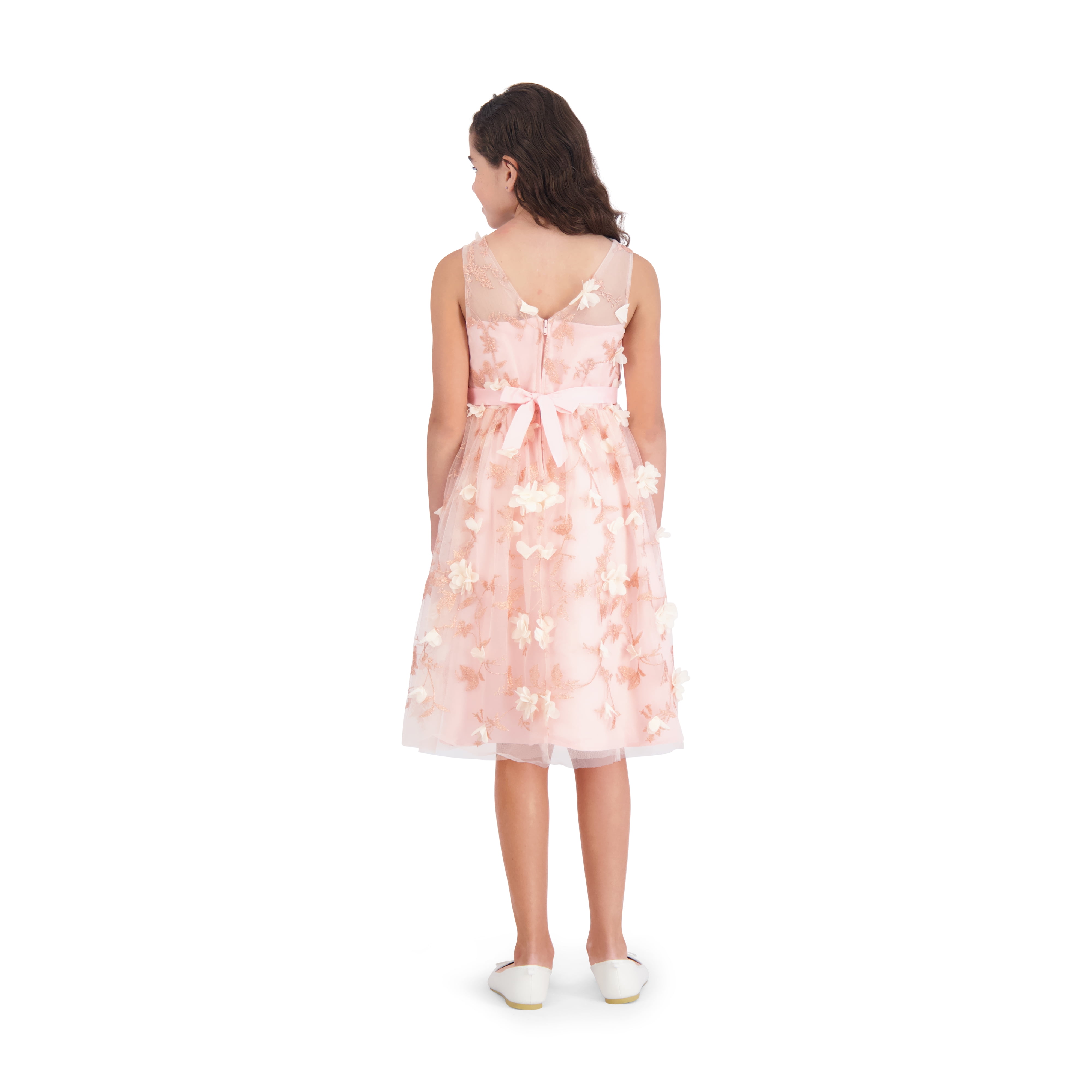Wonder Nation Girls Metallic Embroidery Mesh Dress - Walmart.com