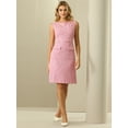 thumbnail image 2 of DARING DIVA Sleeveless Tweed Boat Neck Sheath Dress M Pink, 2 of 6