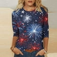 thumbnail image 2 of 3/4 Length Sleeve Womens Tops Plus Size Heart American Flag T Shirts for 4th of July Independence Day Patriotic Tshirts USA Star Stripes Graphic Tees Casual Crewneck Tunic Top Memorial Day Outfits, 2 of 5