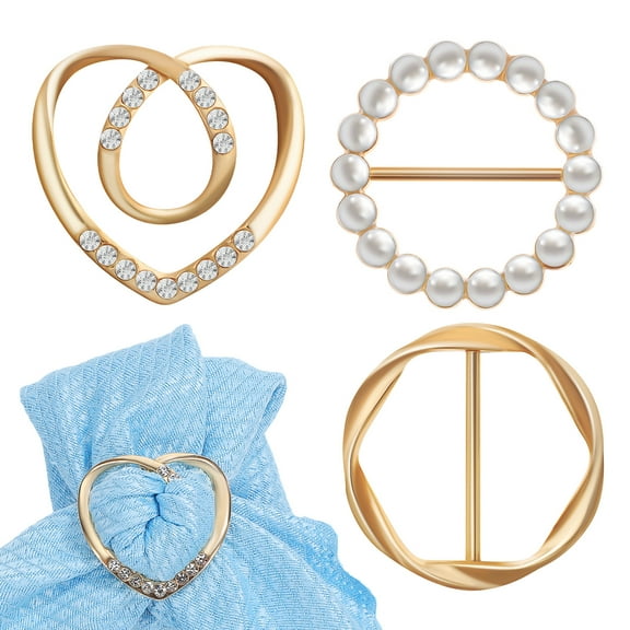 Zehuanyu 3-Piece Scarf Clip Set with Beaded Twisted Rhinestone Shawl Buckles, Stylish Cinch Clips for Women’s Clothing Accessories