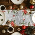 thumbnail image 2 of Grey Gnomes Christmas Cotton Linen Table Runner for Dining Kitchen, Red Xmas Balls Snowflake Tree Wedding Outdoor Party Tablerunners Decoration, Dresser Scarf Coffee Tablecloth Runners 13x70 Inches, 2 of 9