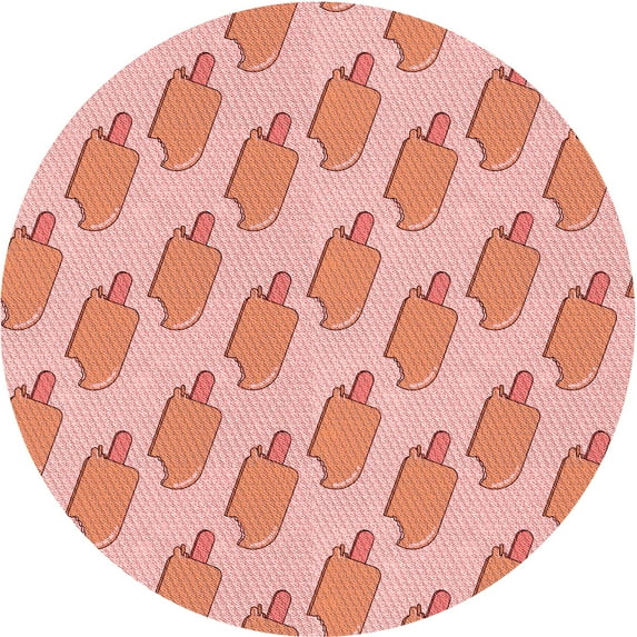 Ahgly Company Indoor Round Patterned Pastel Pink Area Rugs, 7' Round