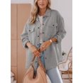 thumbnail image 2 of Weardear Women's Textured flap pocket button jacket coat Long Sleeve Oversized Loose Female, 2 of 5