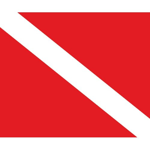 Nylon Diver Down Boat Flag Red & White Dive Flag with Folding Stiffener 20 x 24 