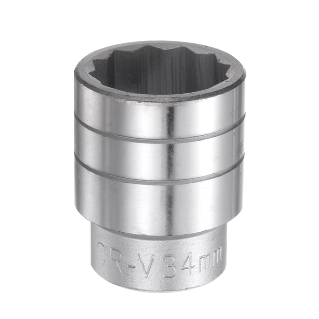 Unique Bargains 34mm 12 Point Shallow Socket 3/4' Drive Standard Metric Chromium Vanadium Steel