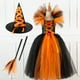 thumbnail image 4 of Vestido largo de bruja para niñas y niños para Halloween, regalo, tocado, vestido de malla de rendimiento, vestido de princesa para festival de fantasmas, 4 of 6