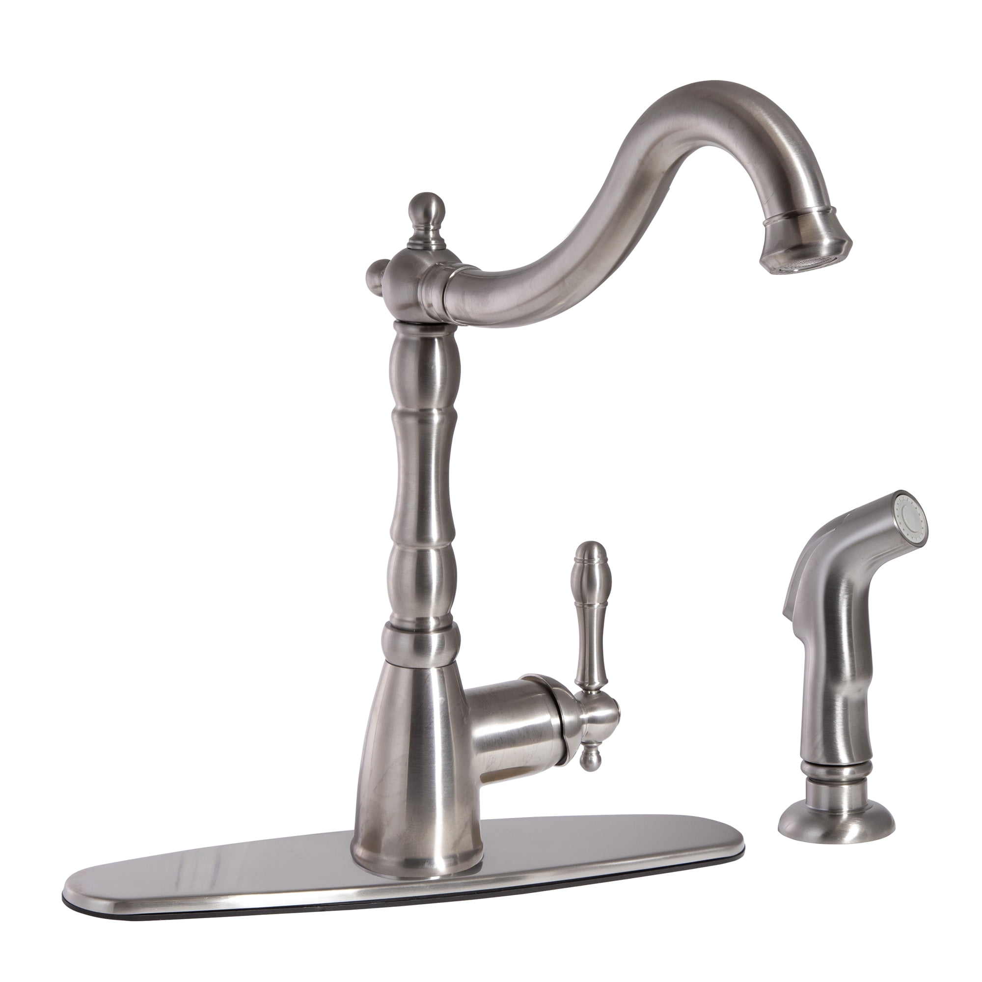 Oakmont Kitchen Faucet with Sprayer, 1-Handle, Satin Nickel