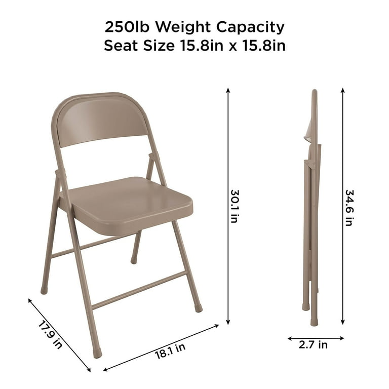 COSCO, All-Steel Folding Chair, Antique Linen, 4-pack - Walmart.com