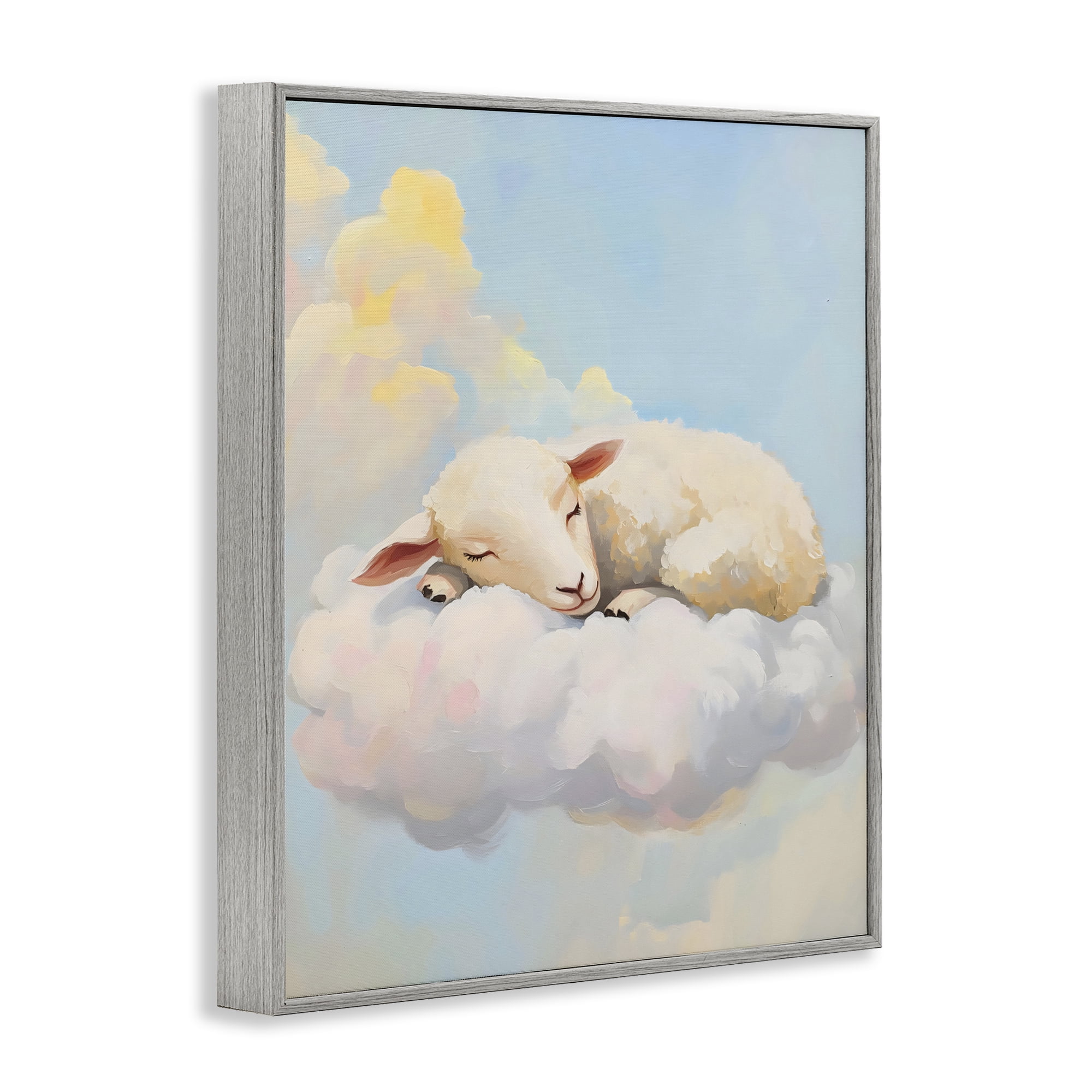 Stupell Industries Sleeping Sheep on a Cloud Gray Framed Giclee Art, design by The Prints Vibe