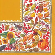 Autumn Harvest Orange 6.5 x 6.5 Folded 3-Ply Paper Lunch Napkin
