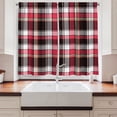 thumbnail image 2 of Ambesonne Checkered Kitchen Curtains, Striped Old Fashioned, 55"x39", Dark Coral White Brown, 2 of 3