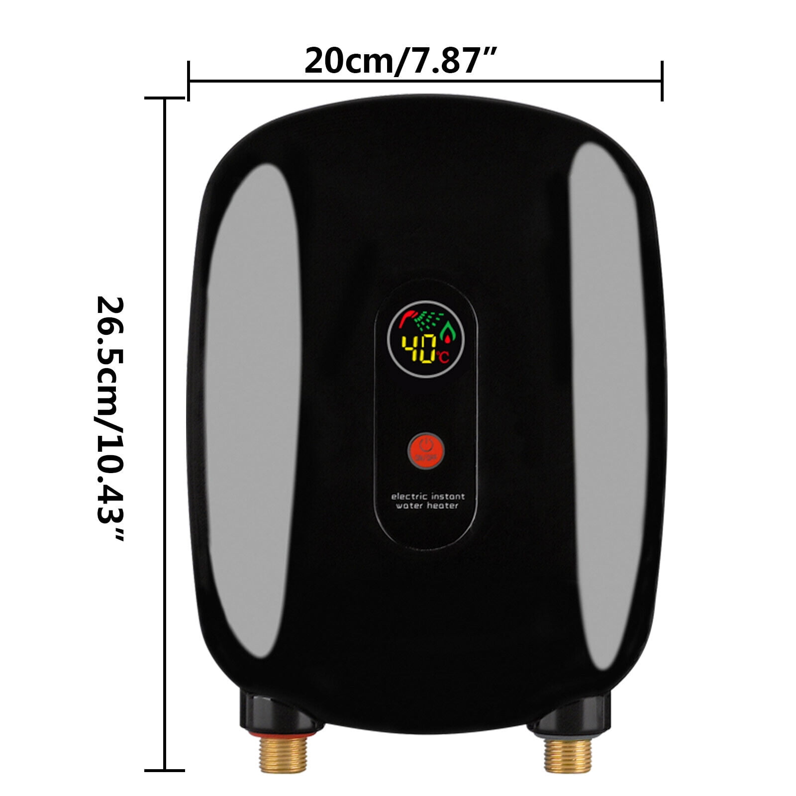 110V Electric Tankless Instant Hot Water Heater for Bathroom Kitchen Black Aluminum Plastic 10.43x 7.87 x 3.08"