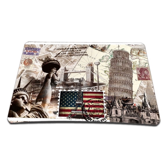 World Landmarks Colored 1 X Standard 7 x 9 Rectangle Non - Slip Rubber Mouse Pad