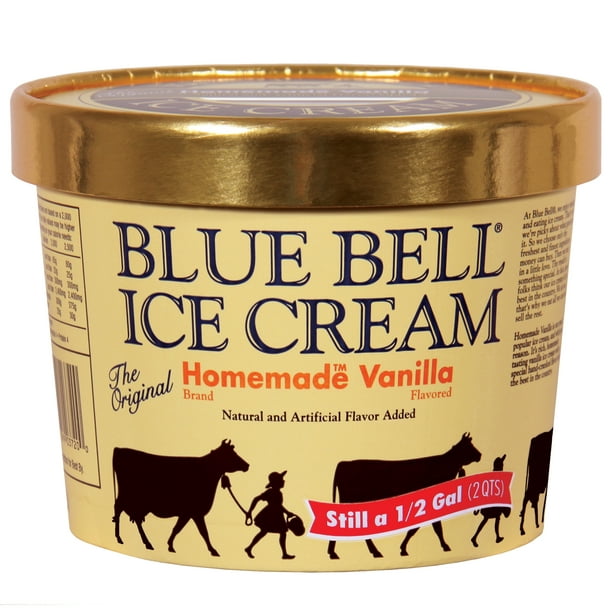 Blue Bell Gold Rim Homemade Vanilla Ice Cream 64 Oz Walmart
