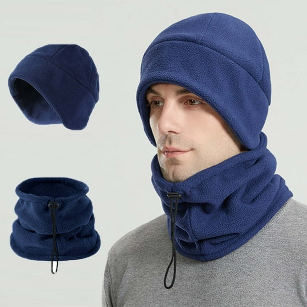 Sombreros para hombre y mujer, unisex, ajustables, de forro polar, bufanda, resistentes al viento, conjunto de dos piezas, de poliéster.