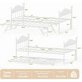 thumbnail image 3 of Daybed with Trundle, Metal Twin Size Day Bed with Stylish Headboard, Sofa BedFrame with Pop Up Foldable Trundle Bed, Heavy Duty Steel Slats Platform for Living Room, Bedroom and Guest Room, White, 3 of 8