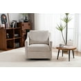 thumbnail image 2 of Large Swivel Chair, Swivel Accent Sofa Chair, Modern Upholstered Linen Fabric Side Chair Armchair Reading Chair, Soft Gradient Color, Comfortable to Sit, for Reception Living Room, Beige, 2 of 9