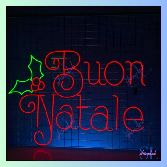 Shinelab Buon Natale Neon Sign, Buon Natale Led Light, Christmas Neon Light Home Wall Decor 2030