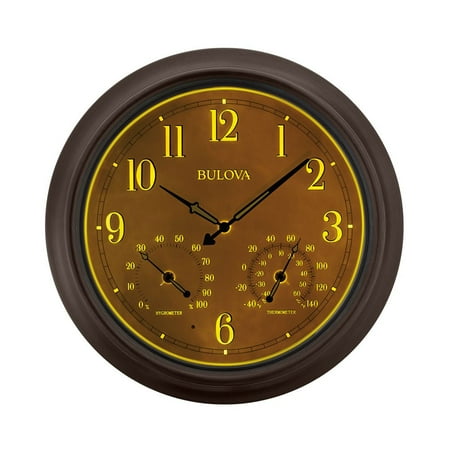 Ul Li Weather Master Clock Mounts Outdoors To Upgrade Your Patio Or Garage Includes Thermometer And Hygrometer Display For Tracking Features Arabic Numerals Detailed Graphics Made With Reflective Ink Housed In 2 - Bulova Wall Clock Canada Ul Li Weather Master Clock Mounts Outdoors To Upgrade Your Patio Or Garage Includes Thermometer And Hygrometer Display For Tracking Features Arabic Numerals Detailed Graphics Made With Reflective Ink Housed In 2 - Bulova Wall Clock Canada