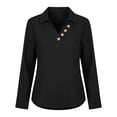 thumbnail image 4 of Asxite Womens Fall Tops Solid Casual Lapel Collar Button Down Long Sleeve Shirts, 4 of 6