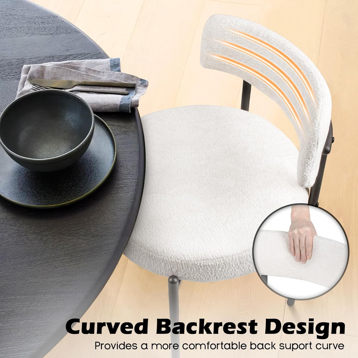 Vitesse Fabric Dining Side Chairs, White (Set of 4)