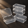 4 Pcs Small Clear Plastic Storage Boxes with Hinged Lids, 3.7x2.5x1 ...