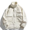 thumbnail image 2 of IROINNID Men's Anorak Long Sleeve Solid Color Loose Corduroy Cargo Jacket Stand Collar Outwear & Jackets, 2 of 7