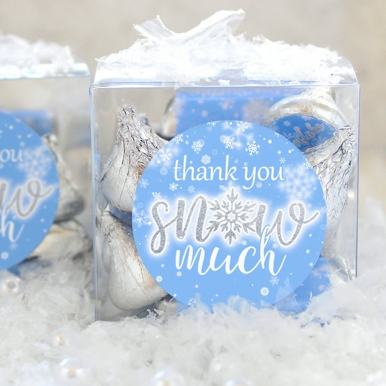 Blue Little Snowflake Winter Thank You Snow Much Party Favor Stickers - 40  Count - Distinctivs 