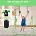 thumbnail image 6 of Adjustable Height Gymnastic Bar for Kids, Multi-Functional Foldable Steel Horizontal Training Bar with Rings, Green, Space Saving Indoor Home Gym Equipment for Children, 6 of 9