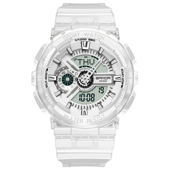 Beccgirl Fashion sports watch transparent strap digital couple watch Men